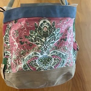 Vintage Leather/Canvas tote Multi Colored
